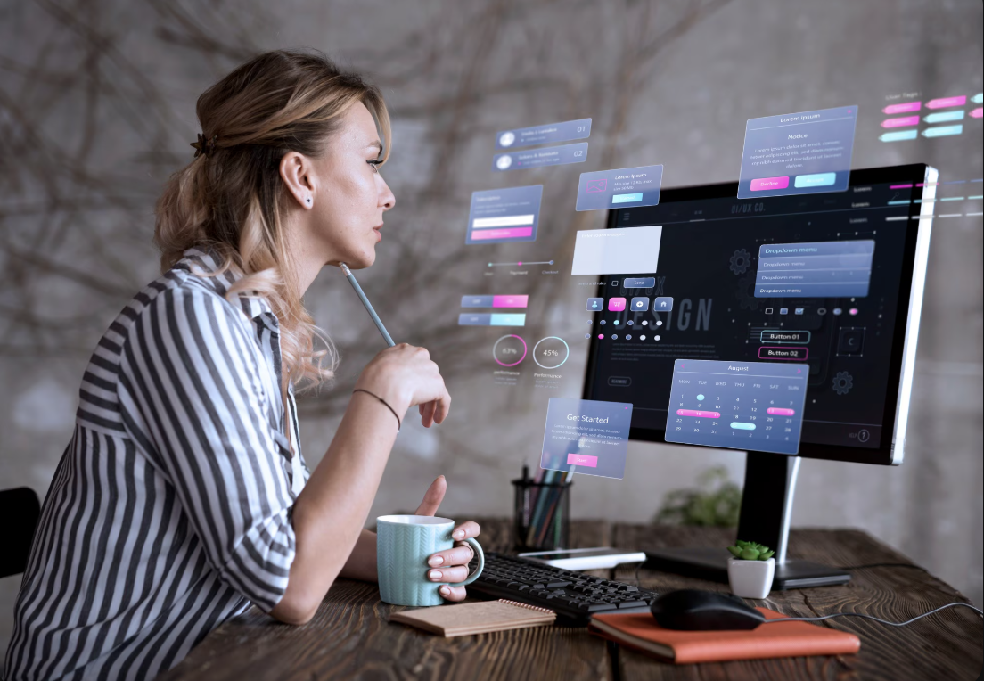 Professional working with an AI automation interface